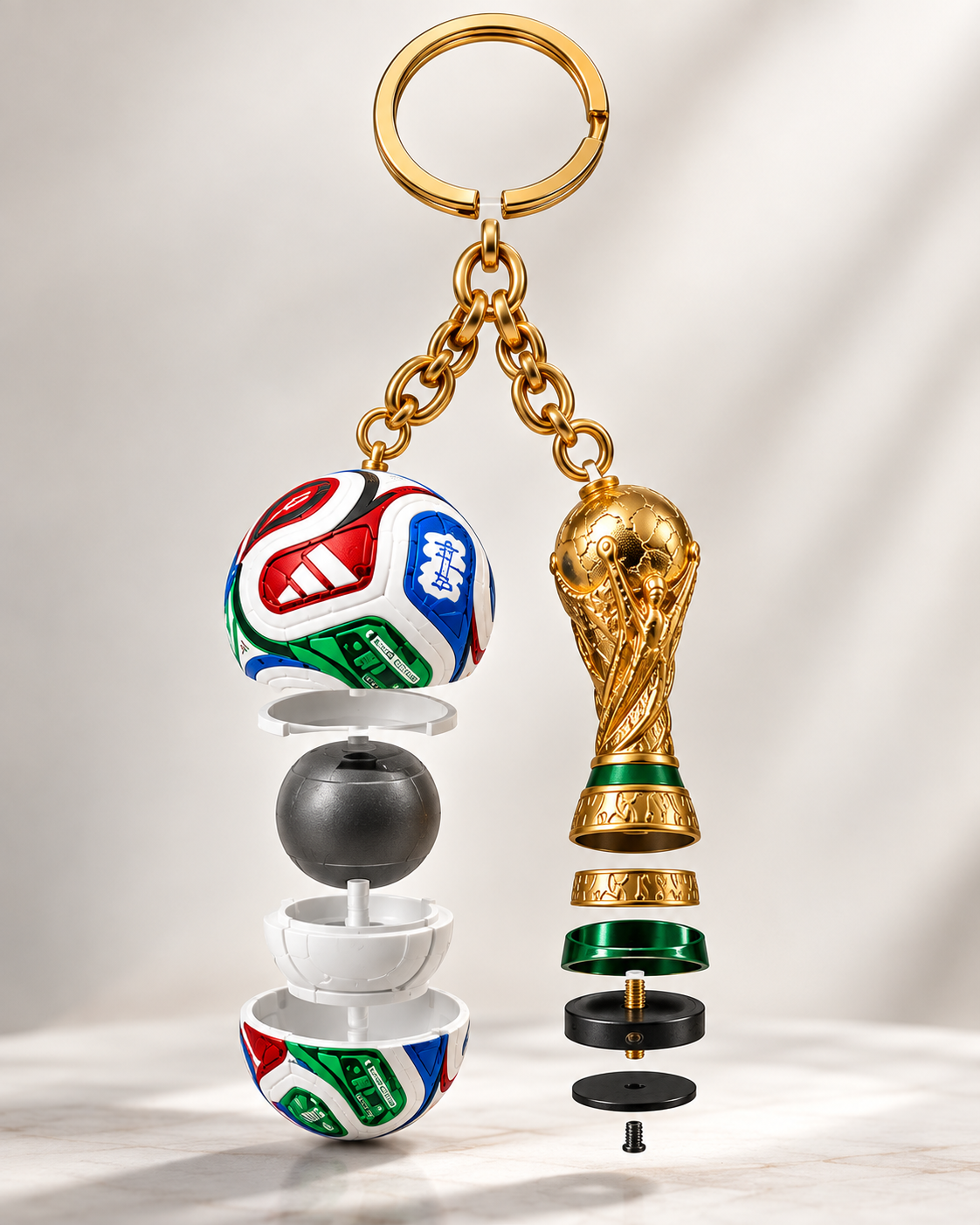 Football Keychain with Mini Gold Trophy