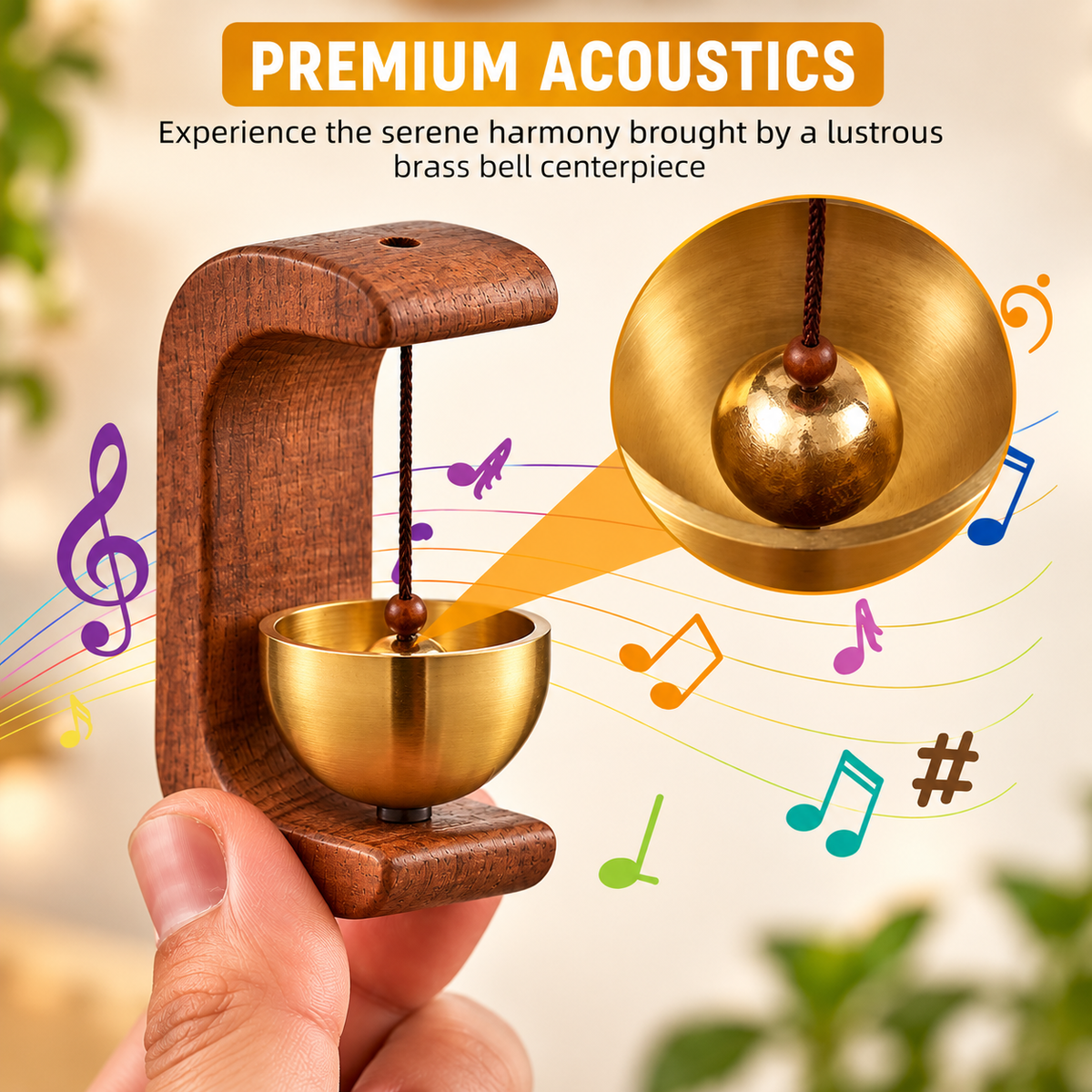 Premium Wooden Brass Bell Centerpiece